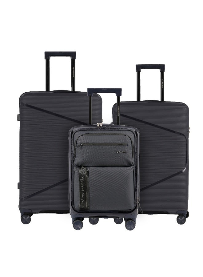 Eagle Express Cruiser Elite 3-Piece Hybrid PP & Nylon Hard-Shell Travel Luggage Set – 20/24/28 Inch, - Image 1